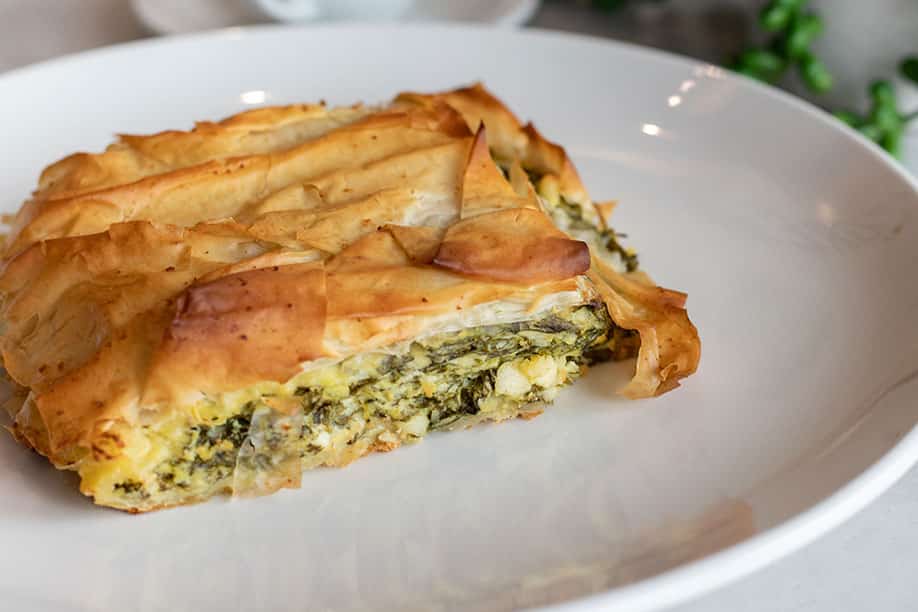 Phyllo dough stuffed with spinach and feta